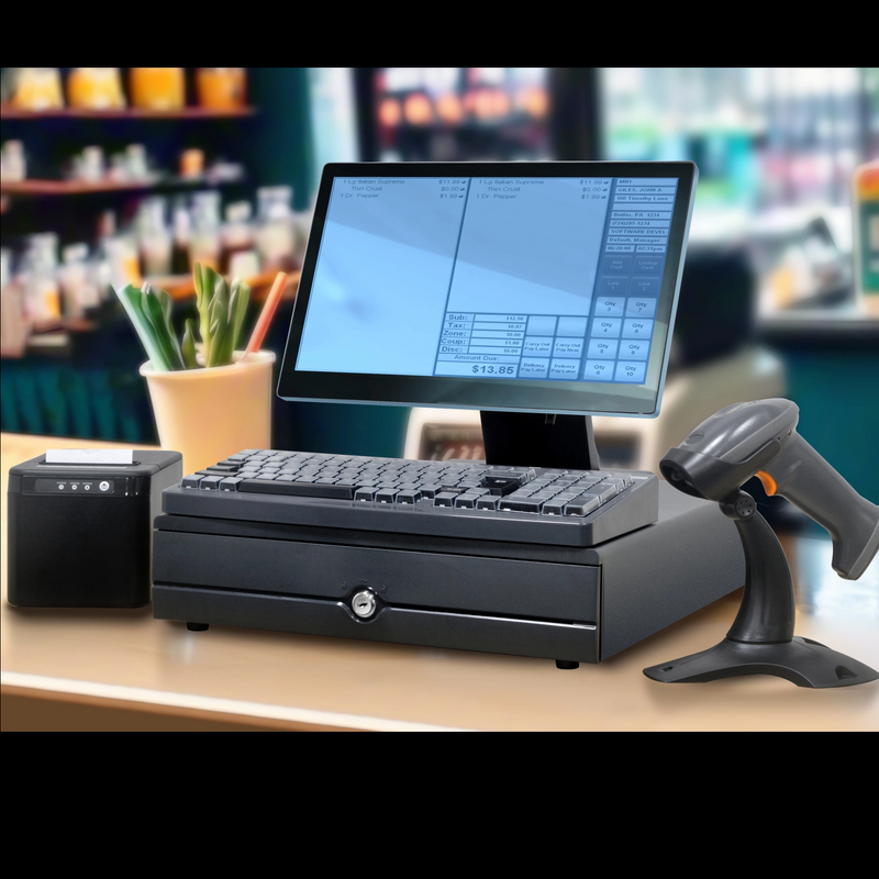 OAWELL Complete POS system pc with 80 mm receipt printer, barcode scanner,cash drawer 