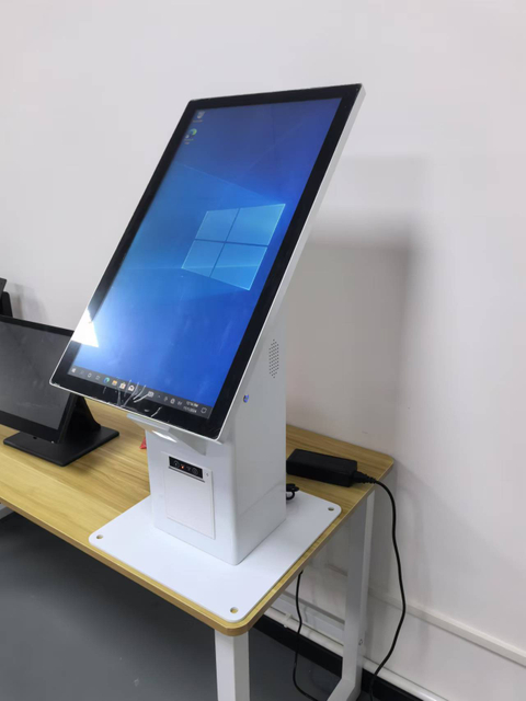 OAWELL OEM 23.8 inch Tablet Touch Kiosk in White color ,with 80 mm printer and barcode 