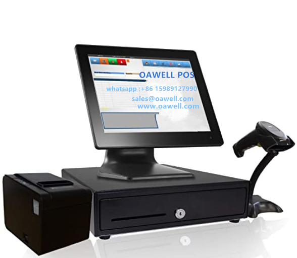 Good price 15" inch capactive touch screen POS system in Glossy black color 